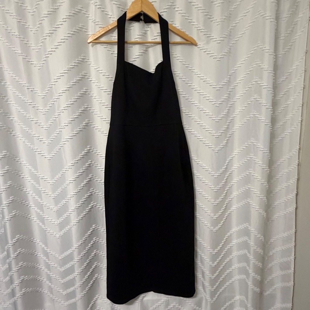 ZESICA Womens Black Halter Neck Midi Bodycon Dress Size Medium NWT LBD Formal